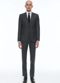 Fursac End-On-End Virgin Wool Fitted Suit Charcoal Grey - End-On-End Cheap