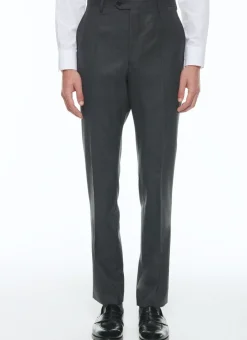 Fursac End-On-End Virgin Wool Fitted Trousers Charcoal Grey - End-On-End Sale