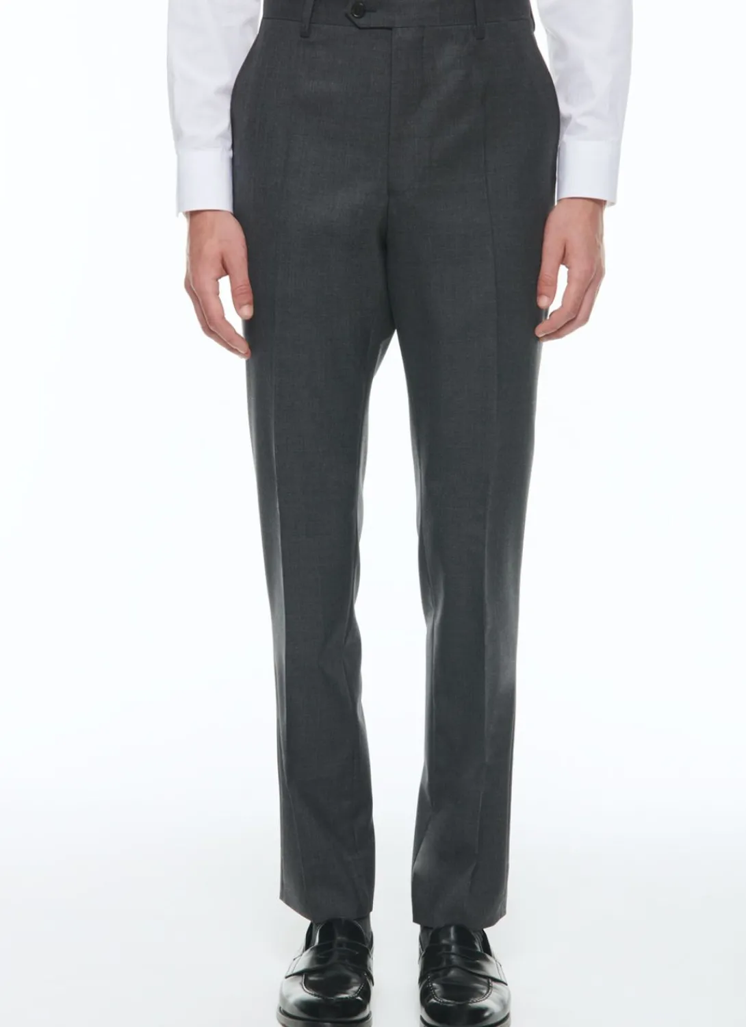 Fursac End-On-End Virgin Wool Fitted Trousers Charcoal Grey - End-On-End Sale