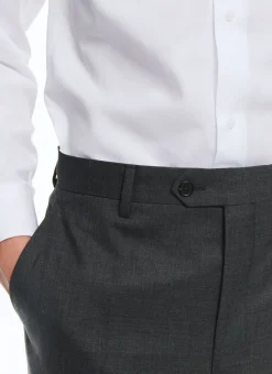 Fursac End-On-End Virgin Wool Fitted Trousers Charcoal Grey - End-On-End Sale