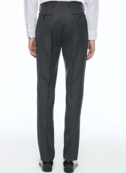 Fursac End-On-End Virgin Wool Fitted Trousers Charcoal Grey - End-On-End Sale
