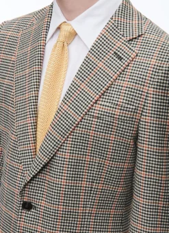Fursac Fitted Jacket With Houndstooth Pattern Black And Cream Houndstooth Pattern With Orange Checks Discount