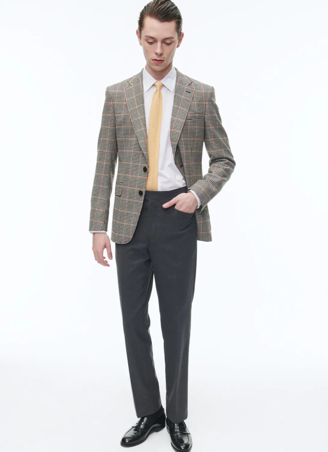 Fursac Fitted Jacket With Houndstooth Pattern Black And Cream Houndstooth Pattern With Orange Checks Discount