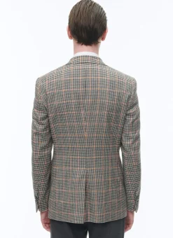 Fursac Fitted Jacket With Houndstooth Pattern Black And Cream Houndstooth Pattern With Orange Checks Discount