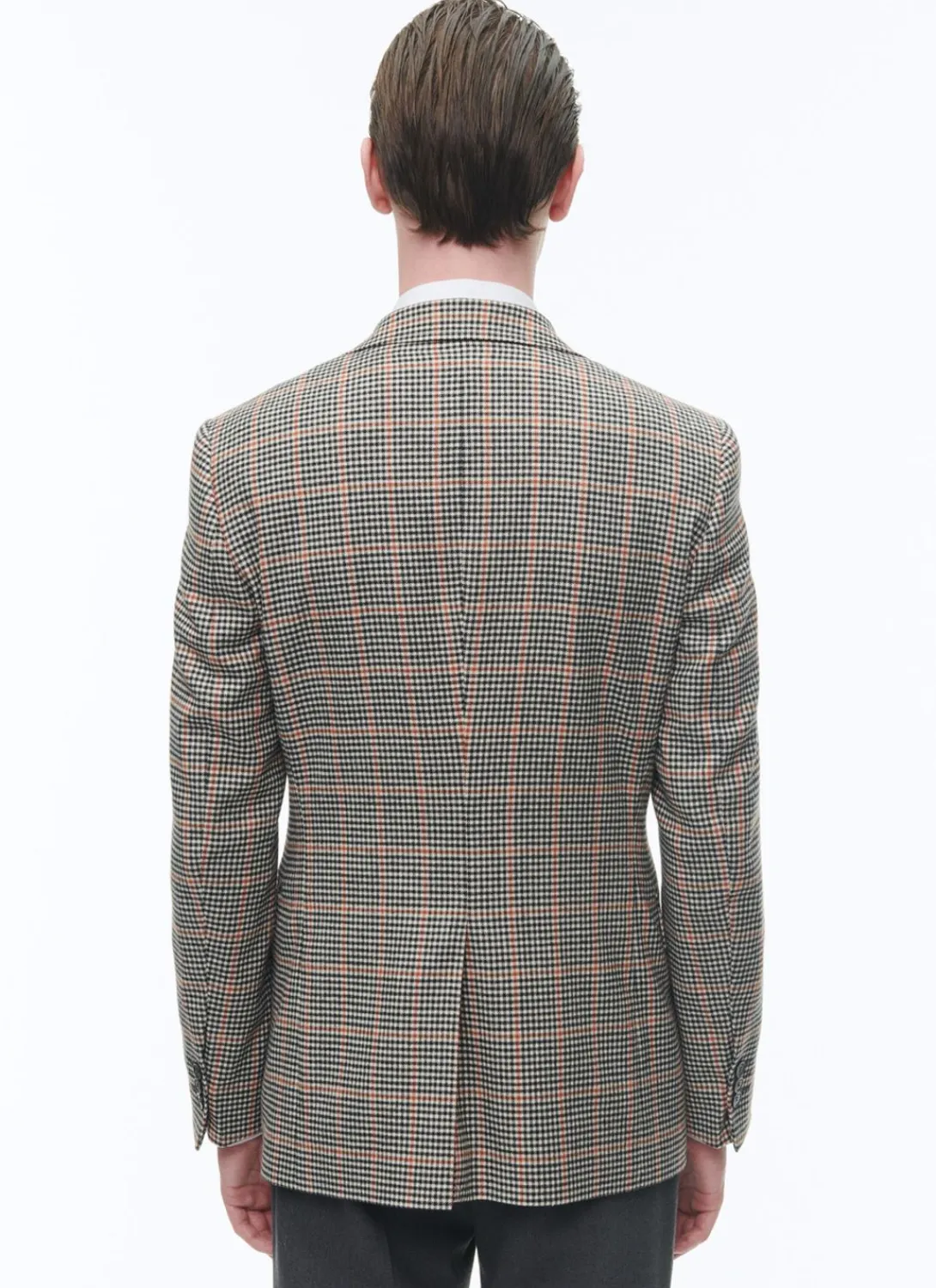 Fursac Fitted Jacket With Houndstooth Pattern Black And Cream Houndstooth Pattern With Orange Checks Discount