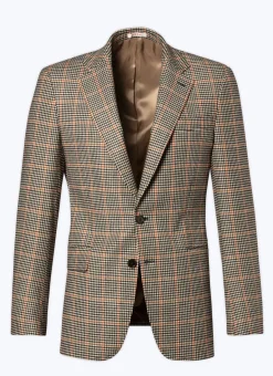 Fursac Fitted Jacket With Houndstooth Pattern Black And Cream Houndstooth Pattern With Orange Checks Discount