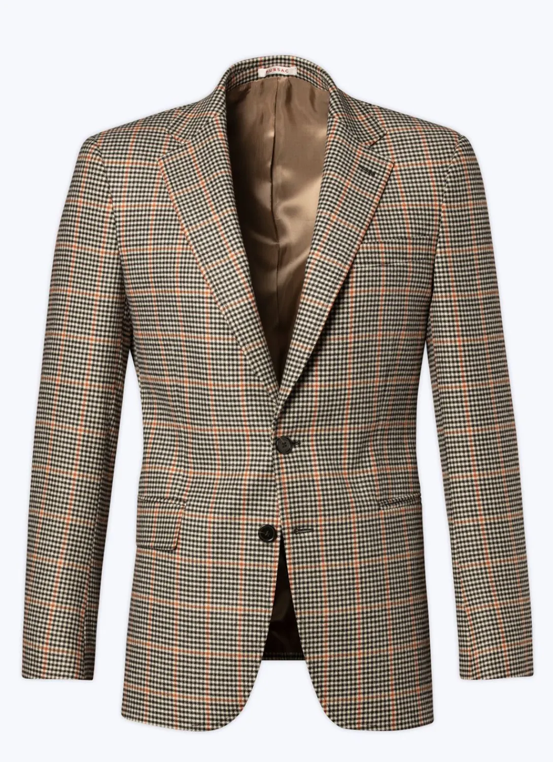 Fursac Fitted Jacket With Houndstooth Pattern Black And Cream Houndstooth Pattern With Orange Checks Discount