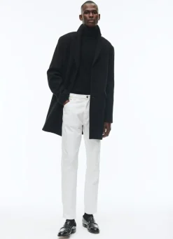 Fursac Fitted Wool Broadcloth Coat Black Clearance