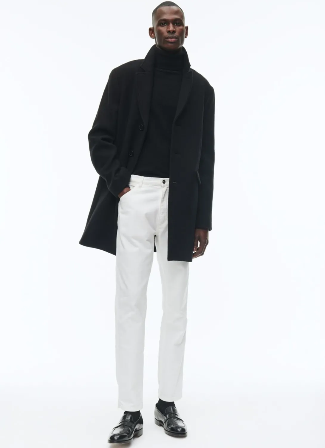Fursac Fitted Wool Broadcloth Coat Black Clearance