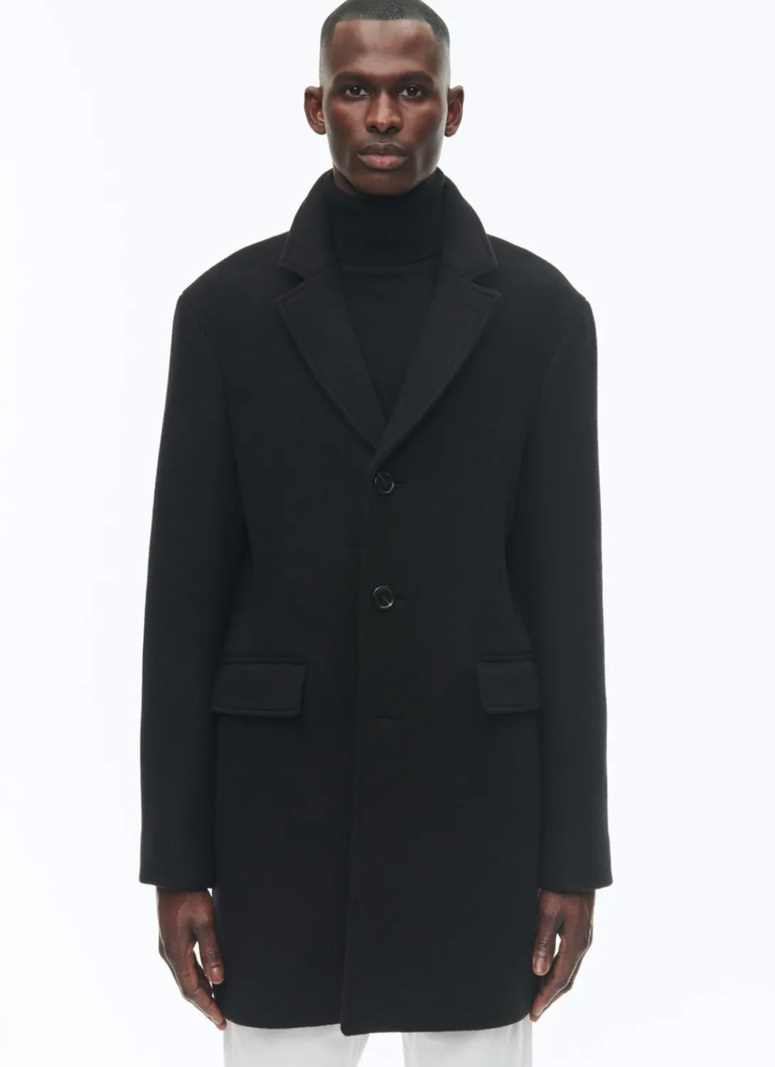 Fursac Fitted Wool Broadcloth Coat Black Clearance