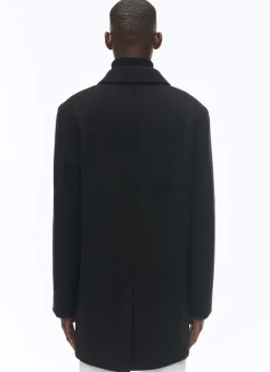 Fursac Fitted Wool Broadcloth Coat Black Clearance