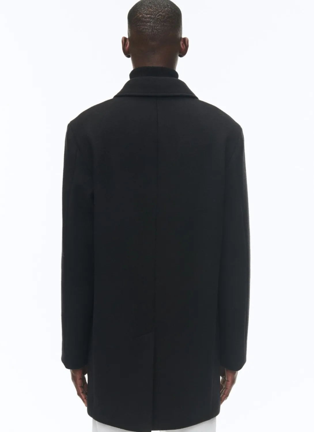 Fursac Fitted Wool Broadcloth Coat Black Clearance