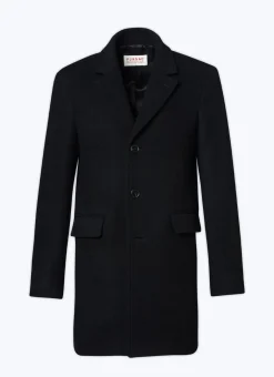 Fursac Fitted Wool Broadcloth Coat Black Clearance