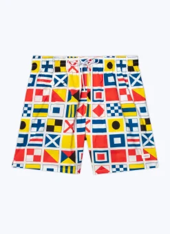 Fursac Flags Printed Swim Shorts Beige - French Flags Print Flash Sale