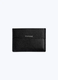 Fursac Grained Leather Card Holder Black Cheap