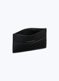 Fursac Grained Leather Card Holder Black Cheap