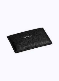 Fursac Grained Leather Card Holder Black Cheap