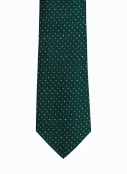 Fursac Green Silk Tie With Polka Dots Green - White Polka Dots Outlet