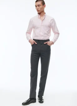 Fursac Grey Fresco Wool Canvas Trousers Charcoal Grey New