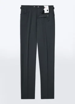 Fursac Grey Fresco Wool Canvas Trousers Charcoal Grey New