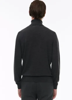 Fursac Grey Merino Wool Roll Neck Sweater Anthracite Grey Outlet