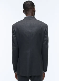 Fursac Grey Wool Flannel Double-Breasted Suit Charcoal Grey Cheap