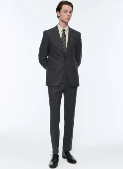Fursac Grey Wool Flannel Suit Charcoal Grey Store