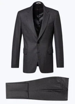 Fursac Grey Wool Flannel Suit Charcoal Grey Store