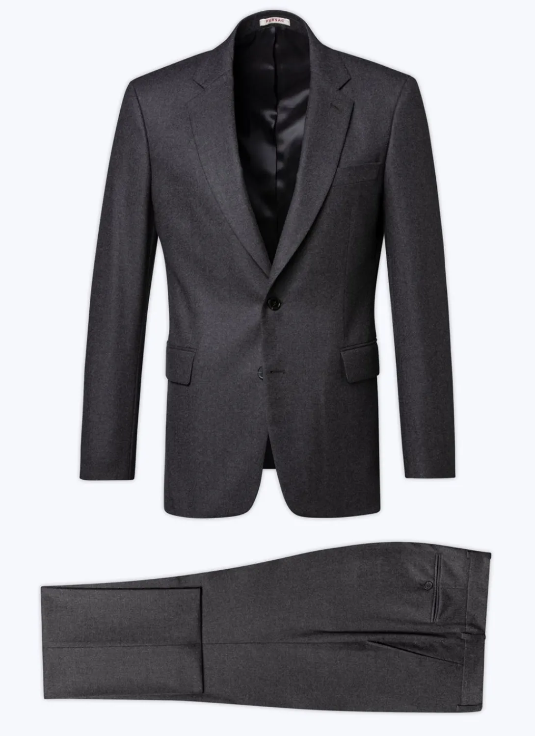 Fursac Grey Wool Flannel Suit Charcoal Grey Store