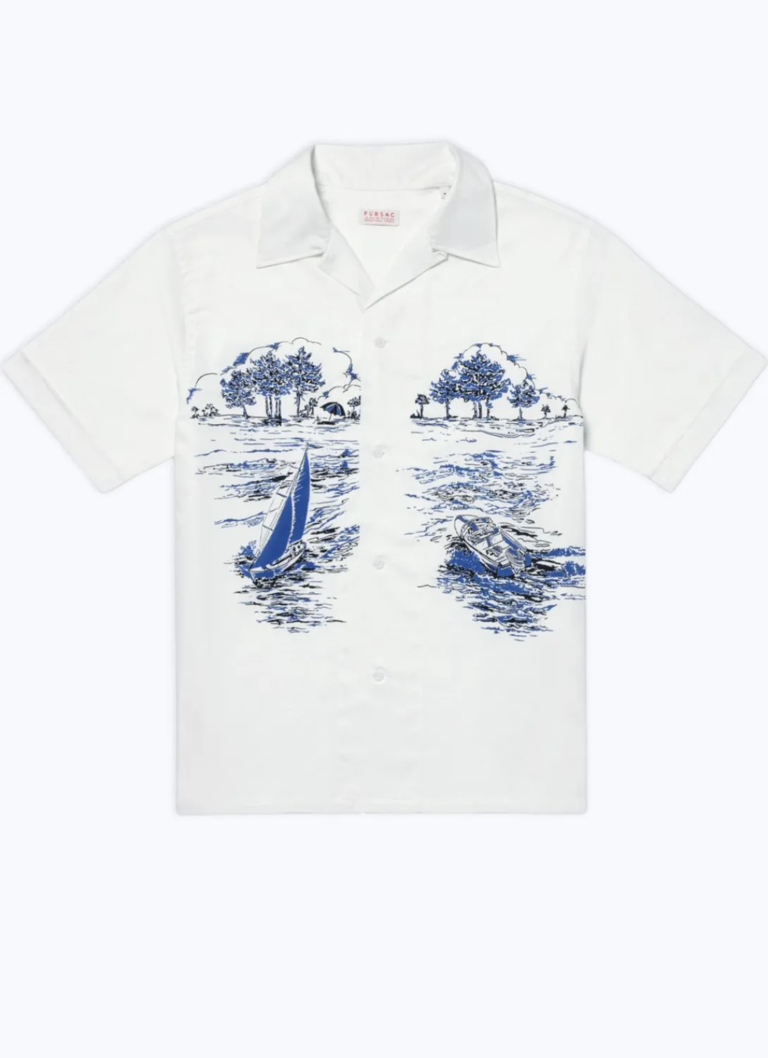 Fursac Hawaiian Shirt With Boats Print White - Boats Print Shop