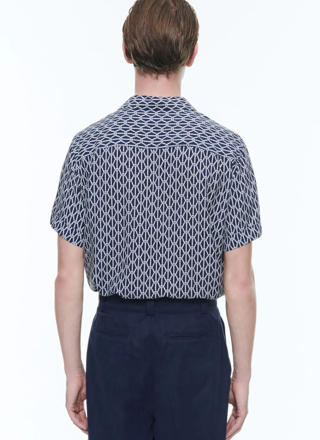 Fursac Hawaiian Shirt With Rope Print Navy Blue - Ropes Pattern Flash Sale