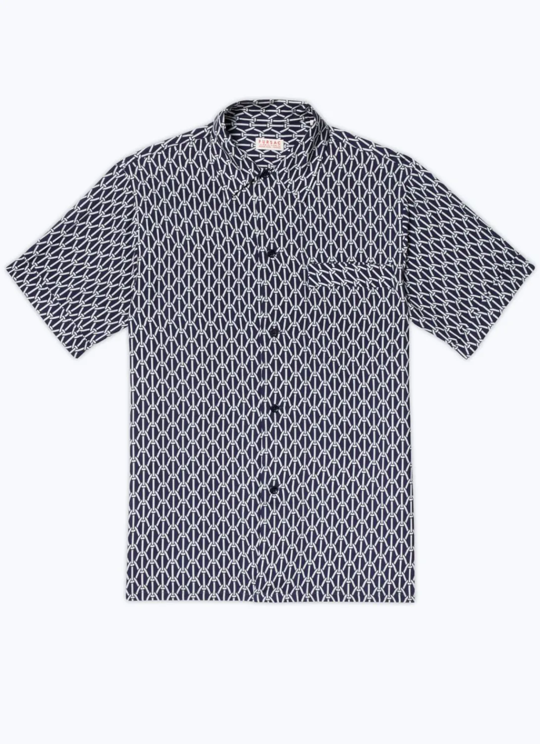 Fursac Hawaiian Shirt With Rope Print Navy Blue - Ropes Pattern Flash Sale