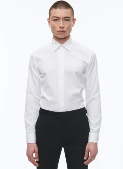 Fursac Honeycomb Cotton Hidden Placket Shirt White Hot