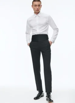 Fursac Honeycomb Cotton Hidden Placket Shirt White Hot