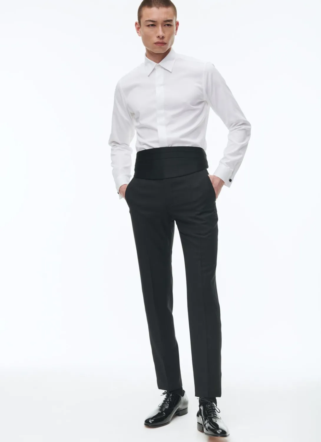 Fursac Honeycomb Cotton Hidden Placket Shirt White Hot