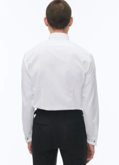 Fursac Honeycomb Cotton Hidden Placket Shirt White Hot