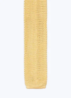 Fursac Knitted Silk Tie Light Yellow New