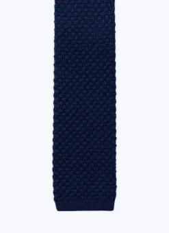 Fursac Knitted Wool Tie Navy Blue New