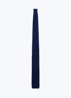 Fursac Knitted Wool Tie Navy Blue New
