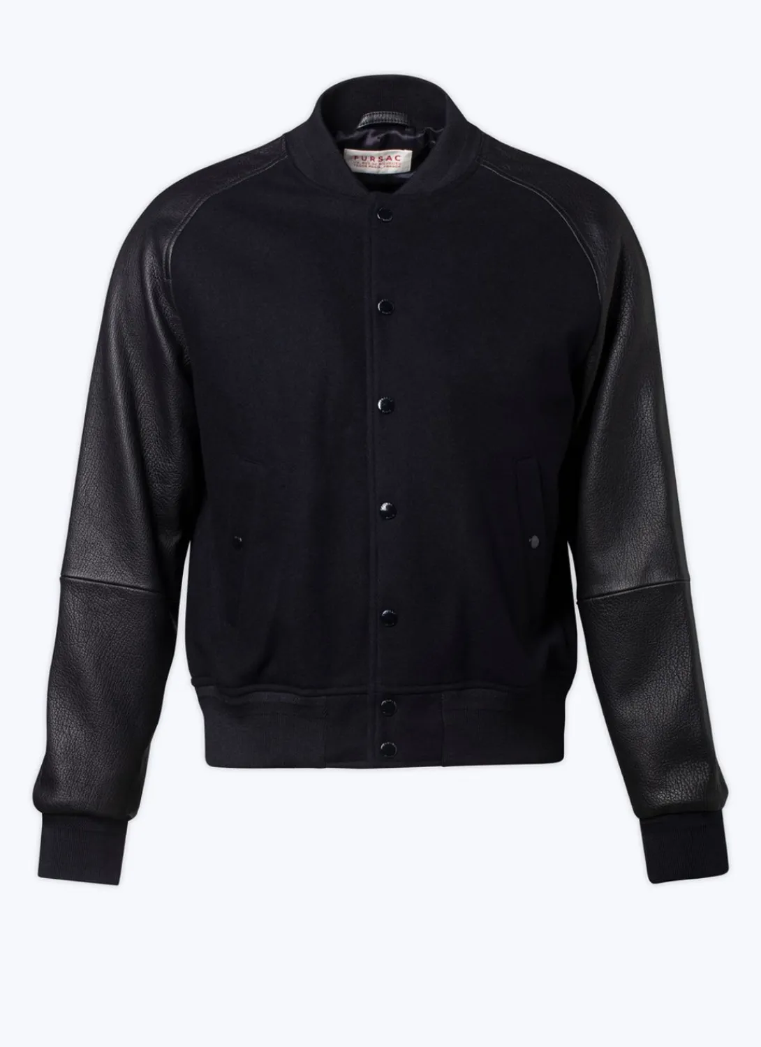 Fursac Lamb Leather And Wool Jacket Navy Blue Cheap