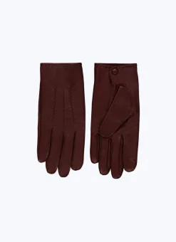 Fursac Leather Gloves Burgundy New
