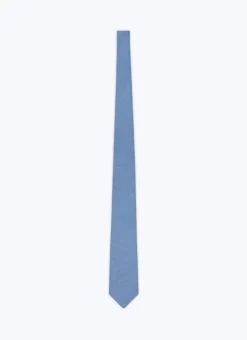 Fursac Linen And Cotton Chambray Tie Denim Blue Best Sale