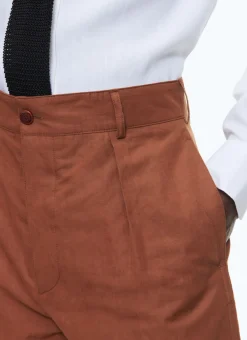 Fursac Linen And Cotton Chino Trousers Camel Brown Store
