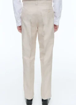 Fursac Linen And Cotton Chino Trousers Beige Flash Sale