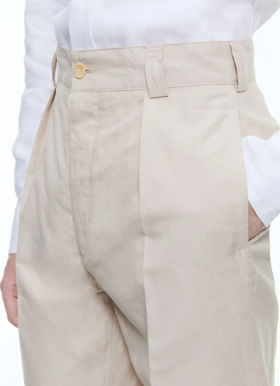 Fursac Linen And Cotton Chino Trousers Beige Flash Sale