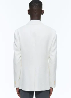 Fursac Linen And Cotton Houndstooth Jacket Ecru Shop