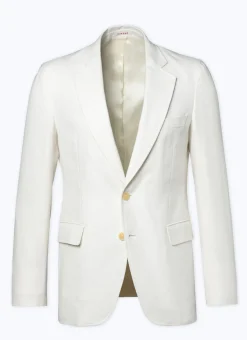 Fursac Linen And Cotton Houndstooth Jacket Ecru Shop