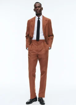 Fursac Linen And Cotton Slack Suit Camel Brown Best Sale