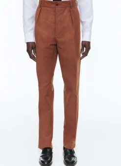 Fursac Linen And Cotton Slack Suit Camel Brown Best Sale