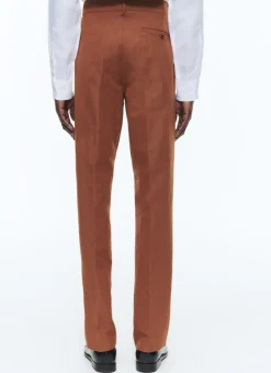 Fursac Linen And Cotton Slack Suit Camel Brown Best Sale